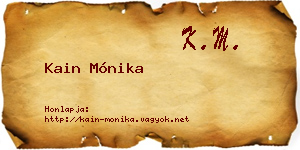 Kain Mónika névjegykártya